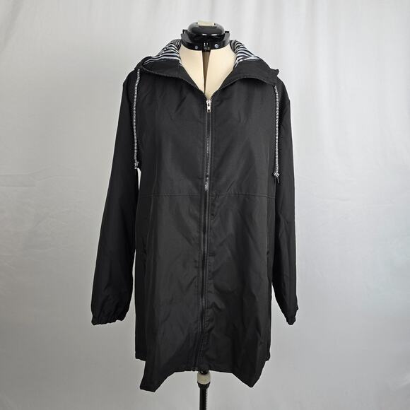 Unbranded Utility Rain Jacket Women's 2XL Black Full Zip Up Hooded NWOT - Picture 1 of 16